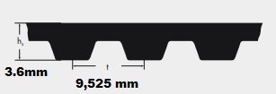 322L š-19,05mm ozubený remeň
